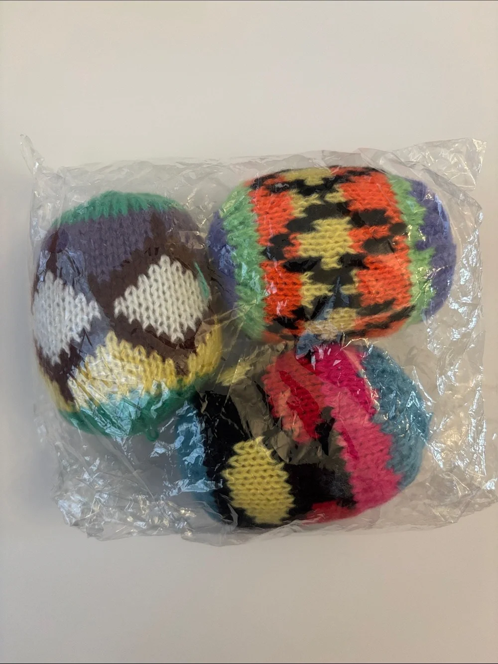Handmade Crochet foot bag 3 pcs colorful knitted sand bags jiggling balls